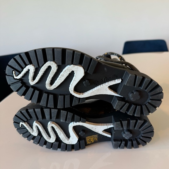 Rene Caovilla Cleo Shimmery Chelsea Boots Black Leather Size EU 37 - Picture 6 of 10